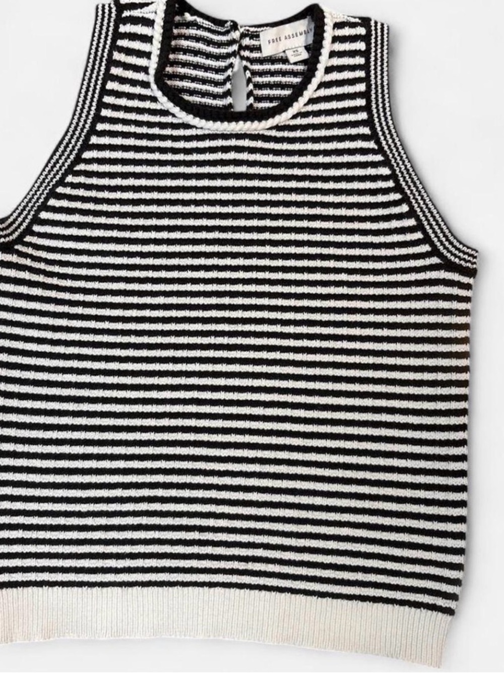 Free Assembly Black & White Striped Knit Tank